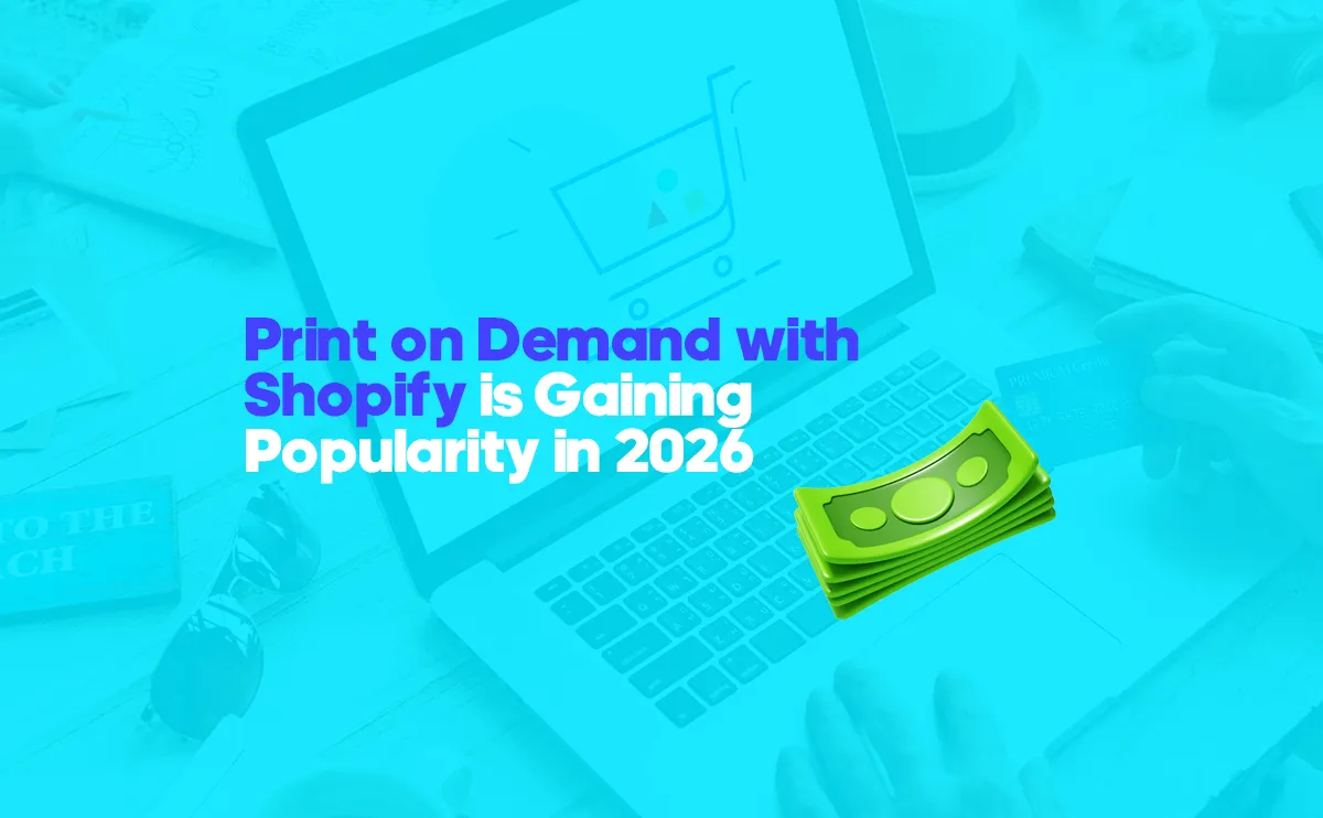 This visual explains how a print-on-demand Shopify store operates for scalable online sales.